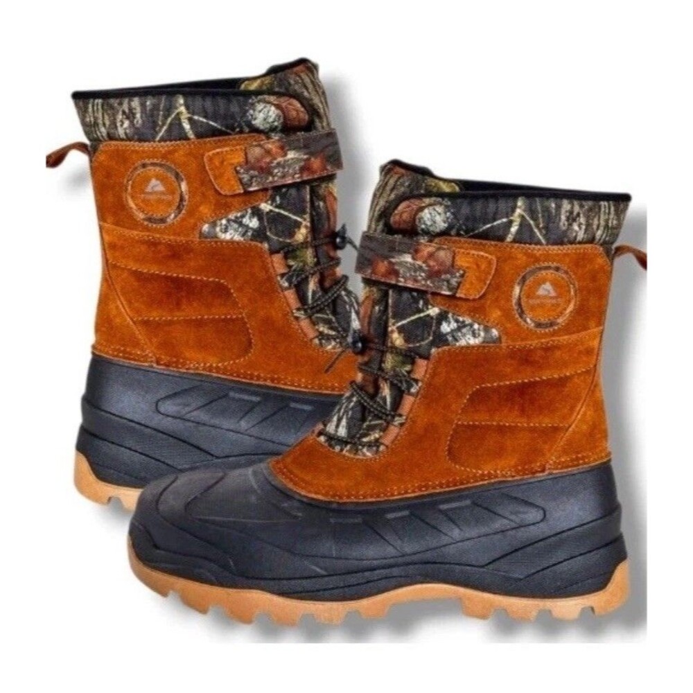 Ozark Trail Snow Boots Men’s Size 9 Waterproof Genuine Suede Mossy Oak Camo